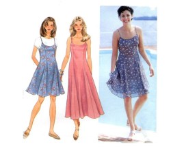 9682 SIMPLICITY STRAPPY FLARE SLIP  DRESS, JUMPER LENGTHS PATTERN 10-14 uncut